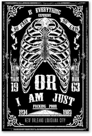 Postereck - 2011 - No Pain No Gain Plakat, Motivation Retro Vintage - Spruch Schrift Wandposter Fotoposter Bilder Wandbild Wandbilder - Leinwand - 100,0 cm x 75,0 cm