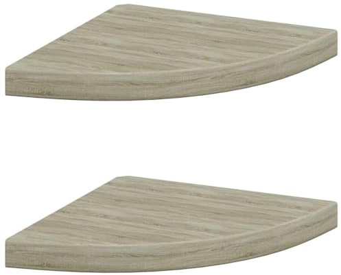 vidaXL Corner Shelf | Set of 2 | Oak | Honeycomb MDF, metal | 35x35 cm