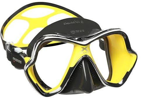Mares X Vision Chrome Liquidskin Dive Mask Bi-Silicone Moulded, Adult, Unisex, Yellow and Black