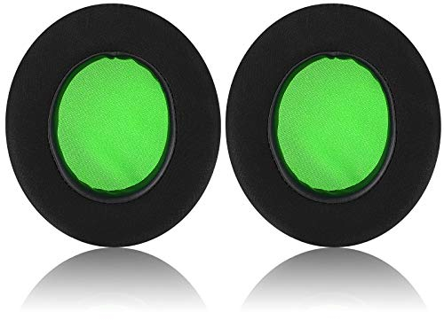 JECOBB Replacement Ear Pads Cushion Cover with Protein Leather & Memory Foam for Razer Nari, Ultimate, Essential, Kraken Kitty, Kraken Tournament Edition Headset ONLY – Oval (Black/Green&Gel)