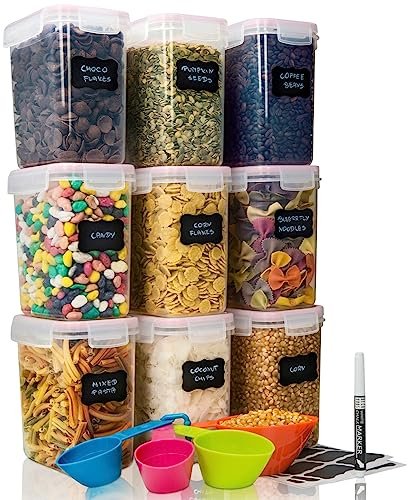 Deco haus® Vorratsdosen 9 Set 1.6L - Aufbewahrungsbox Küche Luftdicht Vorratsbehälter - Frischhaltedosen Behälter aus Plastik Mit Deckel - Vorratsgläser zur Aufbewahrung von Nudeln, Müsli, Mehl