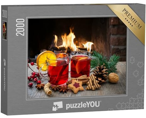 puzzleYOU: Puzzle 2000 Teile „Weihnachtlicher Glühwein am romantischen Kamin“ – aus der Puzzle-Kollektion Weihnachten