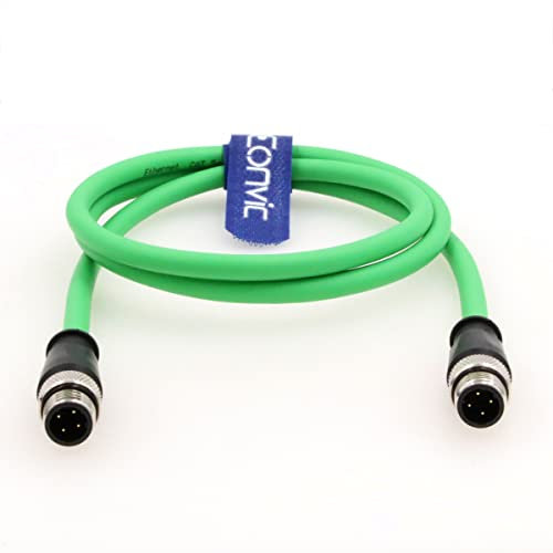 EONVIC High Flex Gigabit Ethernet Cable M12 D Code 4 Pin Male to 4 Pin Male Cat5e Shielded Networking Cable for Cognex Industrial Camera (2m)
