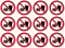 Essen und Trinken verboten, Verbotszeichen: P022 - DIN EN ISO 7010 / ASR A1.3 - Aufkleber: Ø 2,5 cm, 12 Stück