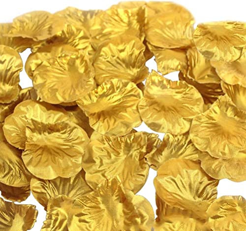 Sewroro Lot de 1000 Pétales de Rose en Tissu Pétales de Rose artificielles pour Une Demande en Mariage, la Saint-Valentin Décoration de Fête, Or