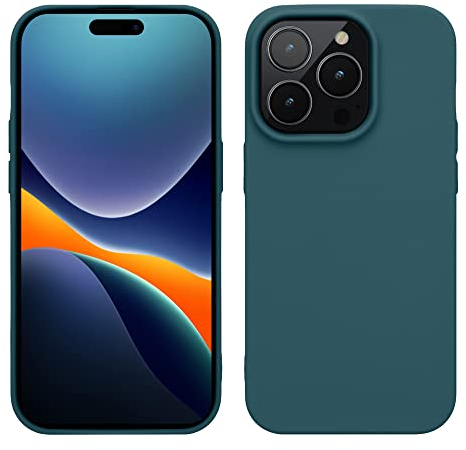 kwmobile Cover per Apple iPhone 14 Pro Custodia - Back Case per Caricatore Wireless - Antiurto e Flessibile in Silicone TPU - petrolio matt