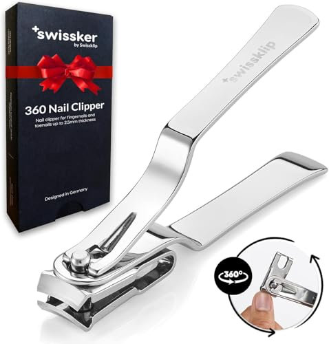 Swissklip Coupe-ongles pour homme et femme | Coupe-ongles pour adultes avec tête rotative à 360 degrés I Coupe-ongles pour femme I Matériau en acier inoxydable de qualité chirurgicale