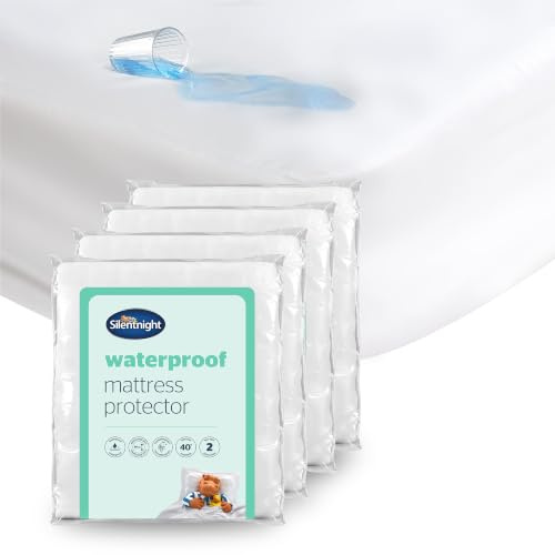 Silentnight Waterproof Mattress Protector, King Bed, 4 Pack | Deep Fitted Skirt, Noise-Free, Soft-Touch Bed Pad Cover, Protects from Liquids, Sweat, Stains & Dust Mites, Machine Washable