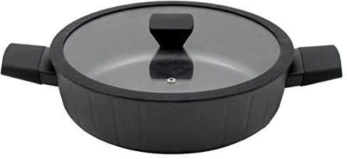 Blackmoor 67369 Neuvo 28cm Sauté Pan with Lid/All Hob Types Incl. Induction, Gas, Electric/Black Non-Stick 5-Layer Cookware/Recycled Body & Soft Touch Handles