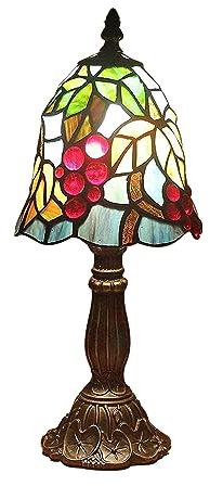 Kinbolas 6 Glasmalerei Lampenschirme Schreibtischlampe Tiffany-Stil Serie Kleine Nachttischlampe Lesen Antike Tischlampe Wohnzimmer Schlafzimmer Büro Vintage Art Deco (G-5), TFN-08