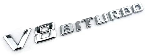 V8 Biturbo Schriftzug 3D Emblem Logo G63 S63 SL63 CL63 C63 CLS63 AMG (Chrom.)