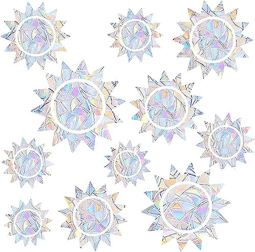 MOSITU Sun Window Clings Sun Window Decals Static Cling Anti-Collision Window Decals for Birds Strikes Sun Window Stickers Prismatic Vinyl Stickers Rainbow Stickers for Glass Windows