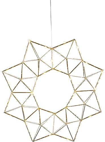 EGLO LED Fenster Lichterkranz Edge, Fensterlicht Weihnachten aus Metall in Messing, Weihnachtskranz Stern mit Kabel, beleuchtete Fensterdeko, warmweiß, Ø 40 cm