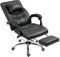 Panana Office Chair with Padded Armrest Head Pillow Reclining Chair Swivel Gaming Racing Chair (Black, with Footrest)