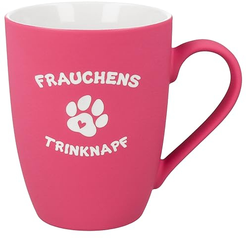 Spruchreif | Soft-Touch Tasse Taupe Frauchens Trinknapf – Beidseitig gravierte Tasse mit Hundespruch | Lustiges Geschenk für Hundebesitzerinnen & Tierliebhaberinnen
