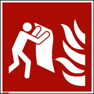 Brandschutzzeichen Feuerlöschdecke [F016], Folie (0,4 mm), 150 x 150 x 0,4 mm, ISO 7010, langnachleuchtend, 55/8 mcd, selbstklebend