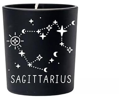 Original Soy Wax Zodiac Duftkerze Tierkreiszeichen: Schütze - aus 100% veganem Sojawachs - Aromatherapie Schwarze Kerzen - Sternzeichen Duftkerzen im Glas - Duft: Sandelholz
