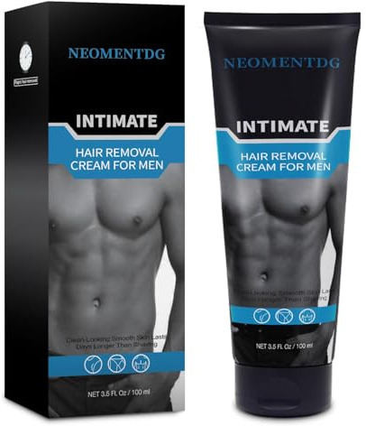 Neomen Hair Removal Cream for Men: Intimate Depilatory Cream for Private Area, Body Hair Removal Cream for Sensitive Skin with Aloe & Vitamin E, 3.5 Oz