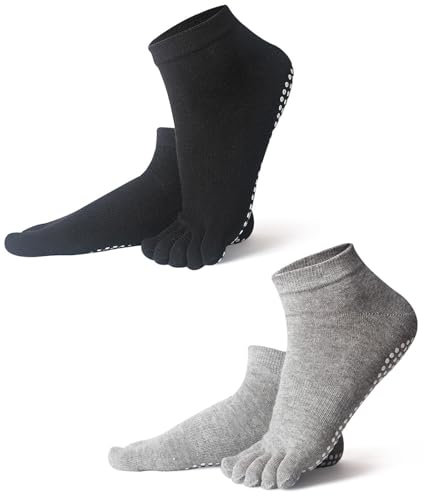 Full Toe Calze Antiscivolo Uomo, taglia EU 41-43 antiscivolo Yoga Grip Calzini Calzini Pilates Uomini Cotone Cinque dita Calzini Grip Calzini per la casa Sport Danza Esercizio