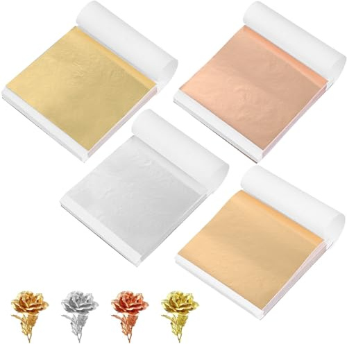Lurrose 400stücke Metallic Foil Transfer Sheets Roségold Nachahmungsgold Dekoratives Bastelpapier Für Nägel Haar Scrapbooking Kreative Projekte