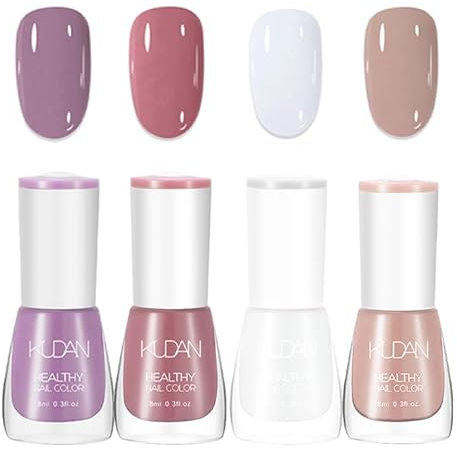 Nude Nail Polish Set Nail Varnish - Quick Dry & Long Lasting Pink Nail Varnish - Non-Toxic Water Based Holographic Nail Polish - No Need UV Nail Paint for DIY Nail Art Manicure at Home 8ML(4PCS Nude)