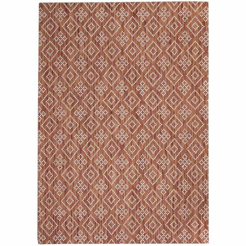 Knutzen Wohnen City Wollteppich flach gewebt 160 x 230 cm Kupfer - Teppich Wolle Natur -Naturteppich mit Rautenmuster - Stilvolles Design mit Bequemlichkeit für Ihr Zuhause