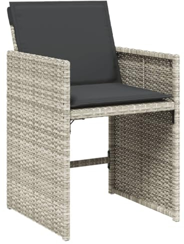 vidaXL Gartenstühle 4 STK., Gartenstuhl mit Kissen, Gartensessel Stuhl für Garten Balkon Terrasse, Sessel Stuhlset Gartenmöbel, Hellgrau Poly Rattan