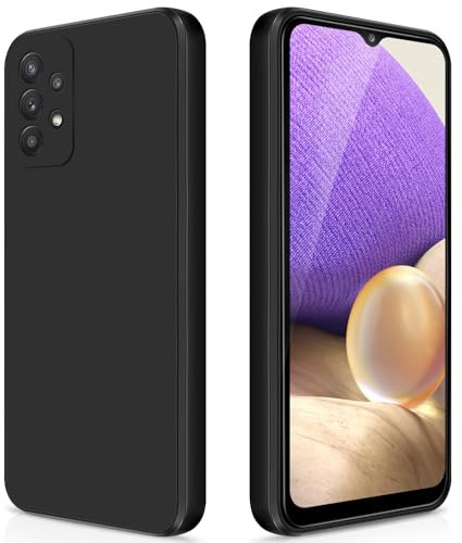 GiiYoon Hülle Kompatibel mit Samsung Galaxy A32 5G, Hochwertiges Liquid Silicone Case, Rundumschutz Handyhülle, Kratzfestes Weiches Mikrofaserfutter- Schwarz