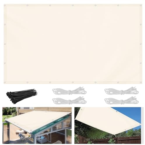 Sonnensegel 2x3m, Wasserdicht UV-Schutz Markisenstoff mit Ösen und Seil, Sonnenplane Rechteckig Reißfest Wetterfest, für Balkon Garten Terrasse, Beige