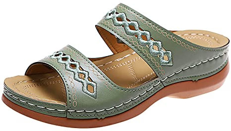 Sandales Femme Ete Confortable Orthopedique Chaussures AntidéRapantes Respirantes Sandales Et Nu-Pieds BohêMe Bout Ouvert Sandales Avec Talon Plateforme Comfy Semi Trailer Sandales, cinq couleurs