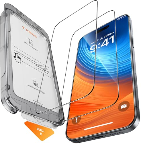 TORRAS für iPhone 16 PLus für Panzerglas [TOP Bruchsicherheit] Schutzfolie für iPhone 16 PLus Folie 9H Glas Full Screen [Einfache Installation] Anti-Fingerabdruck, 2 Stück