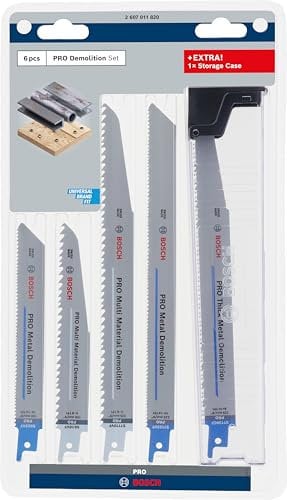 Bosch 6x PRO Demolition Säbelsägeblatt-Set, 6-tlg. (für Rohre und Profile aus Metall, Nichteisenmetalle, Länge mm, Professional Zubehör Säbelsäge)