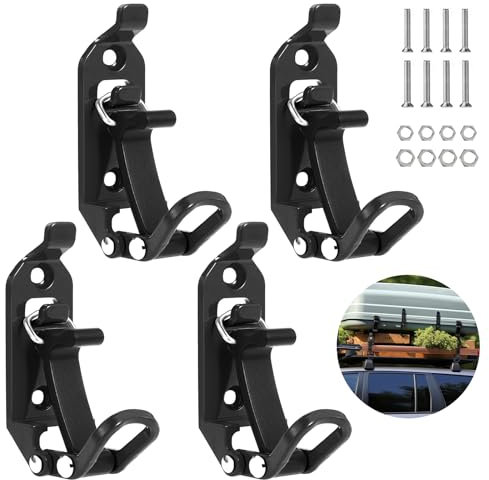 Moendergo 4 Stück Schaufelhalter für Dachträger, Halter Dachträger Zubehör Metall Gummiklemme, Schaufel Mount Clamp Wandmontage-Kit für Offroad Dachgepäckträger, Boote, Axt