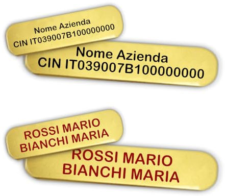 Targhette in metacrilato personalizzabili con nome e codice CIN angoli arrotondati incise - targa con angoli smussati curvi - Targhette Posta Citofono e Targa Buca lettere