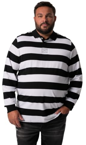 Men Plus Herren große Größen Übergrößen Menswear L-8XL Poloshirt, Langarm, Ringel, Rückendruck 832457