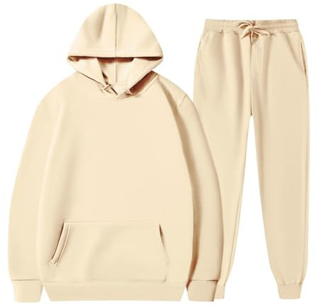 Generisch Blitzangebote des Tages Heute,Jogging Anzug Herren Trainingsanzug Übergröße Hochwertiger Unisex Kapuzenpullover Und Jogginghose Set,Bequemes Sweatshirt In Für Freizeit Und Sport (Beige,XXL)
