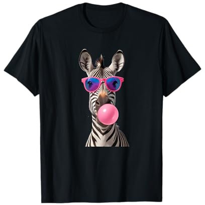 #snirt lustiges Zebra mit Kaugummiblase pinker Sonnenbrille T-Shirt