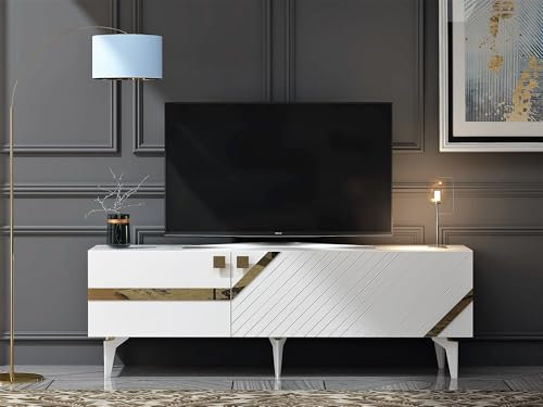 Hanah Home Supporto per TV, melammina, Oro Bianco, Taglia Unica