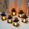 TRIROCKS 6 Stück kleine Metall Kerze Laternen Vintage Hanging Haus Teelicht Laterne dekorative Kerze Teelichthalter für Tisch Valentine Patio Indoor Outdoor Geschenke (schwarz mit Gold Pinsel)