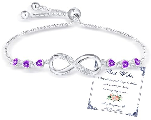 Infinity Armband Damen Silber Tennisarmband Geschenke für Frauen Mädchen | Herz Zirkon Unendlichkeitszeichen Einstellbar