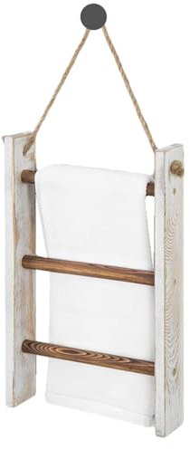 Wooden Towel Ladder - Freestanding Bathroom Organizer, 3 Tier Blanket Rack | Rustic Leaning Shelf For Hand Towels, Throws, And Decorative Display, Ideal For Bathroom, Living Room, Or Bedroom