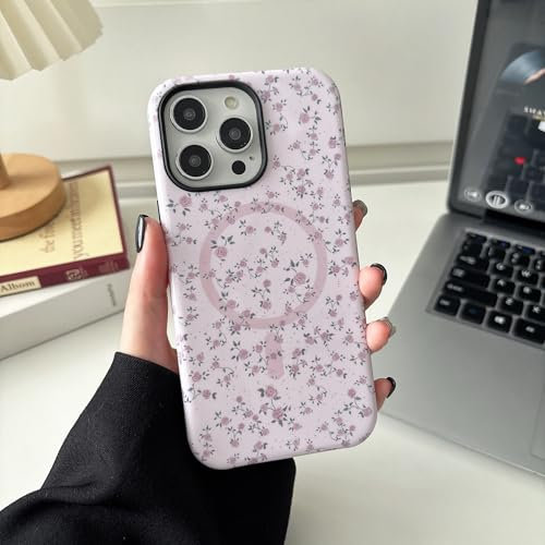 ZCDAYE Case for iPhone 13 Pro Max Compatible with Magsafe, Magnetic Phone Case Floral Cute Aesthetic Pattern, TPU Protective Cases Women Girls Phone Cover for iPhone 13 Pro Max,Purple Flowers