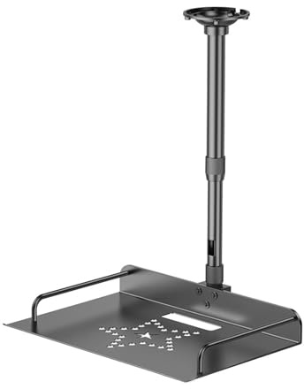 Felenny Beamer Projektor Halterung, Robuste Universal-Deckenhalterung Höhenverstellbar von 30 bis 60 cm Verdeckte Kabelverwaltung, Verbreiterte Basis für Projektoren und Kameras Schwarz