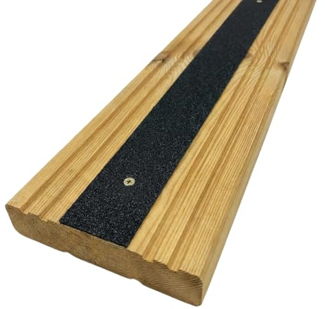 GreenTec 1pk 600mm Black GRP Anti-Slip Decking Strips | 3mm thick, 50mm wide pre-drilled GRP strips for decking, steps and ramps, with fixings included for outdoor grip.