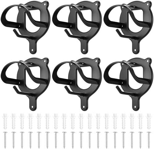PercyEffie 6 Counts Horse Bridle Rack, Metal Bridle Holder with Tubes and Screw, Heavy-Duty Horse Tack Storage Halter Hanger for Tack Room/Horse Blanket Rack/Bridle Holder Wall Mount, Black