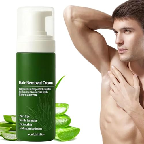 Haarentfernungscreme für Männer, 60 ml, natürliche Aloe Vera, sanfte Enthaarungscreme, schnelle und einfache Ganzkörper-Haarentfernung.