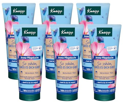 Kneipp Aroma-Pflegedusche So schön, dass es Dich gibt, Duschgel - Mit natürlichen Extrakten aus Kornblume, Malve und natürlich pflegendem Öl - Multipack 6 x 200ml