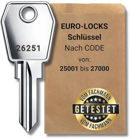 bayesen Ersatzschlüssel für Euro-Locks (Code 25001 bis 27000) - Nachschlüssel für Möbel-, Spindschlösser und mehr - Schränke, Schubladen, Briefkästen und andere Schlösser mit der Nummer [25159]