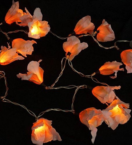 GURU SHOP Lotus Blüten LED Lichterkette - Blüte Orange, 6x6x350 cm