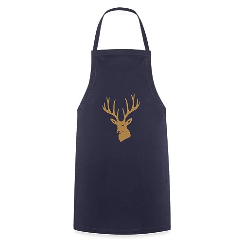 Spreadshirt Hirsch Geweih Hirschkopf Hirschgeweih Kochschürze, One size, Navy